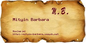 Mityin Barbara névjegykártya